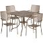 Oia Commercial Grade 35.5" Square Gold Indoor-Outdoor Steel Patio Table Set with 4 Square Back Chairs CO-35SQ-02CHR4-GD-GG