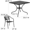 Oia Commercial Grade 35.5" Square Black Indoor-Outdoor Steel Patio Table Set with 4 Round Back Chairs CO-35SQ-03CHR4-BK-GG