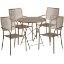 Oia Commercial Grade 30" Round Gold Indoor-Outdoor Steel Folding Patio Table Set with 4 Square Back Chairs CO-30RDF-02CHR4-GD-GG