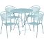 Oia Commercial Grade 30" Round Sky Blue Indoor-Outdoor Steel Folding Patio Table Set with 4 Round Back Chairs CO-30RDF-03CHR4-SKY-GG