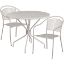 Oia Commercial Grade 35.25" Round Light Gray Indoor-Outdoor Steel Patio Table Set with 2 Round Back Chairs CO-35RD-03CHR2-SIL-GG
