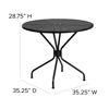 Oia Commercial Grade 35.25" Round Black Indoor-Outdoor Steel Patio Table Set with 4 Round Back Chairs CO-35RD-03CHR4-BK-GG