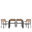 Lark 5 Piece Outdoor Dining Table Set - Synthetic Teak Poly Slats - 30" x 48" Steel Framed Table with Umbrella Hole-4 Club Chairs XU-DG-304860064-GG
