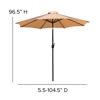 Lark 3 Piece Outdoor Patio Table Set - 35" Square Synthetic Teak Patio Table with Umbrella Hole and Tan Umbrella with Base XU-DG-UH8100-UB19BTN-GG