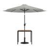 Lark 3 Piece Outdoor Patio Table Set - 35" Square Synthetic Teak Patio Table with Gray Umbrella and Base XU-DG-UH8100-UB19BGY-GG