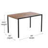 Lark 7 Piece All-Weather Deck or Patio Set - 4 Stacking Faux Teak Chairs, 30" x 48" Faux Teak Table, Tan Umbrella & Base XU-DG-304860364-UB19BTN-GG