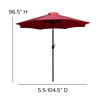 Lark 5 Piece Outdoor Patio Table Set with 2 Synthetic Teak Stackable Chairs, 35" Square Table, Red Umbrella & Base XU-DG-810060062-UB19BRD-GG