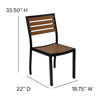 Lark 5 Piece All-Weather Deck or Patio Set - 2 Stacking Faux Teak Chairs, 35" Square Faux Teak Table, Tan Umbrella & Base XU-DG-810060362-UB19BTN-GG