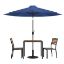 Lark 5 Piece All-Weather Deck or Patio Set-2 Stacking Faux Teak Chairs, 35" Square Faux Teak Table, Navy Umbrella & Base XU-DG-810060362-UB19BNV-GG