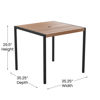Lark 7 Piece All-Weather Deck or Patio Set - 4 Stacking Faux Teak Chairs, 35" Square Faux Teak Table, Tan Umbrella & Base XU-DG-810060364-UB19BTN-GG