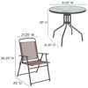 Nantucket 6 Piece Brown Patio Garden Set with Umbrella Table and Set of 4 Folding Chairs GM-202012-BRN-GG