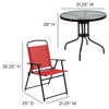 Nantucket 6 Piece Red Patio Garden Set with Umbrella Table and Set of 4 Folding Chairs  GM-202012-RD-GG