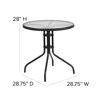 Lila 28'' Round Glass Metal Table with Black Rattan Edging and 4 Black Rattan Stack Chairs TLH-087RD-037BK4-GG