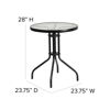 Brazos 3 Piece Outdoor Patio Dining Set - 23.75" Round Tempered Glass Patio Table, 2 Brown Flex Comfort Stack Chairs TLH-0701303C-BN-GG