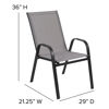 Brazos 3 Piece Outdoor Patio Dining Set - 23.75" Round Tempered Glass Patio Table, 2 Gray Flex Comfort Stack Chairs TLH-0701303C-GY-GG