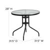 Brazos 5 Piece Outdoor Patio Dining Set - 31.5" Round Tempered Glass Patio Table, 4 Gray Flex Comfort Stack Chairs TLH-0702303C-GY-GG