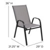 Brazos 5 Piece Outdoor Patio Dining Set - 31.5" Round Tempered Glass Patio Table, 4 Gray Flex Comfort Stack Chairs TLH-0702303C-GY-GG