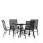 Brazos 5 Piece Outdoor Patio Dining Set - 31.5" Square Tempered Glass Patio Table, 4 Black Flex Comfort Stack Chairs TLH-073A2303C-GG