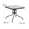 Brazos 5 Piece Outdoor Patio Dining Set - 31.5" Square Tempered Glass Patio Table, 4 Black Flex Comfort Stack Chairs TLH-073A2303C-GG