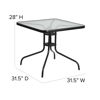 Brazos 5 Piece Outdoor Patio Dining Set - 31.5" Square Tempered Glass Patio Table, 4 Brown Flex Comfort Stack Chairs TLH-073A2303C-BN-GG