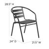 Lila 5 Piece Patio Dining Set - 55" Tempered Glass Patio Table with Umbrella Hole - 4 Black Metal Aluminum Slat Stack Chairs TLH-089REC-017CBK4-GG