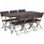 5.62-Foot Brown Rattan Indoor-Outdoor Plastic Folding Table Set with 6 Chairs DAD-YCZ-172-61-GG