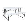 Insta-Fold White Wood Grain Folding Picnic Table and Benches - 4.5 Foot Folding Table RB-EBB-1470FD-WH-GG