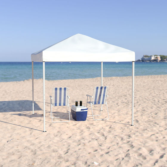 8'x8' White Outdoor Pop Up Event Slanted Leg Canopy Tent with Carry Bag JJ-GZ88-WH-GG