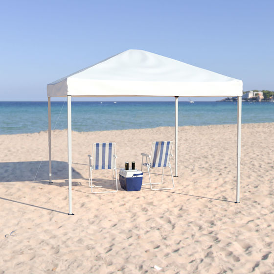 10'x10' White Outdoor Pop Up Event Slanted Leg Canopy Tent with Carry Bag JJ-GZ1010-WH-GG