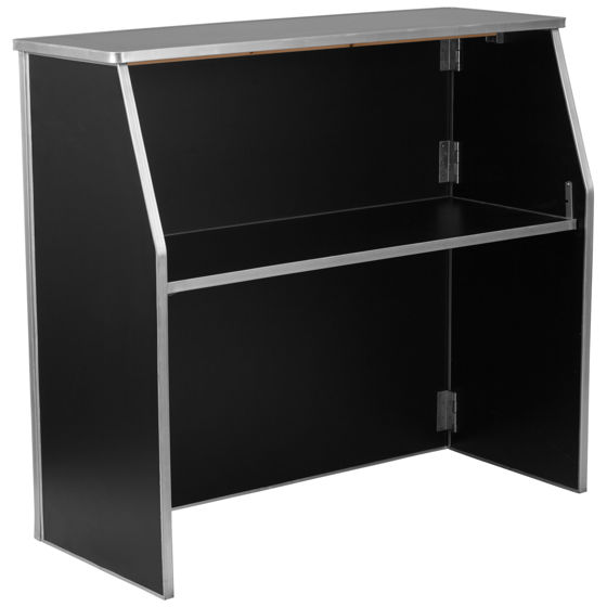 4' Black Laminate Foldable Bar - Portable Event Bar XA-BAR-48-BK-GG