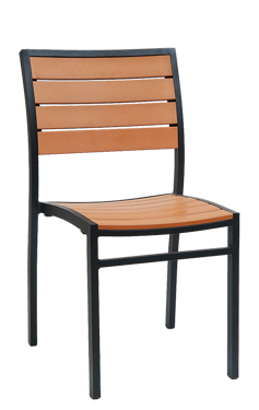 ERP-73B Black Aluminum Chair with Imitation Teak Slats