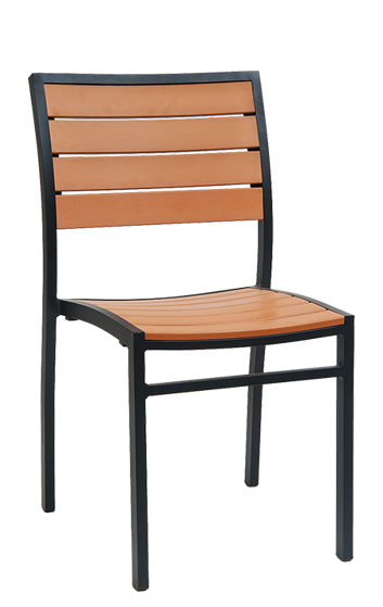 ERP-73B Black Aluminum Chair with Imitation Teak Slats